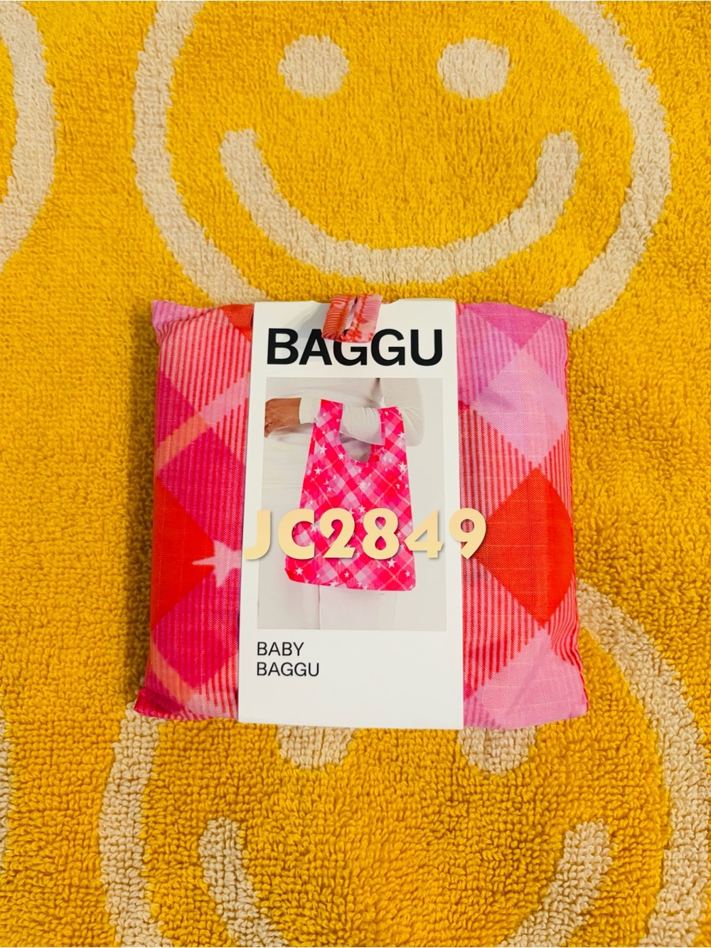 NWT Baggu Baby Reusable Bag Pink Star Plaid